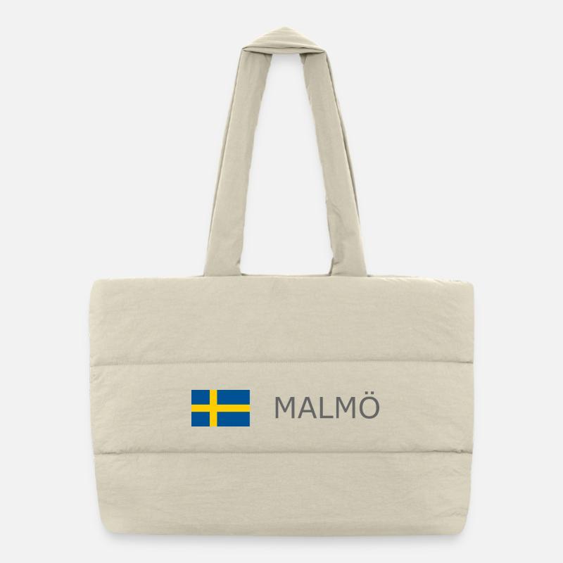 Drapeau de la Suède - Malmö - Sverige - Schweden Sac shopping matelassé