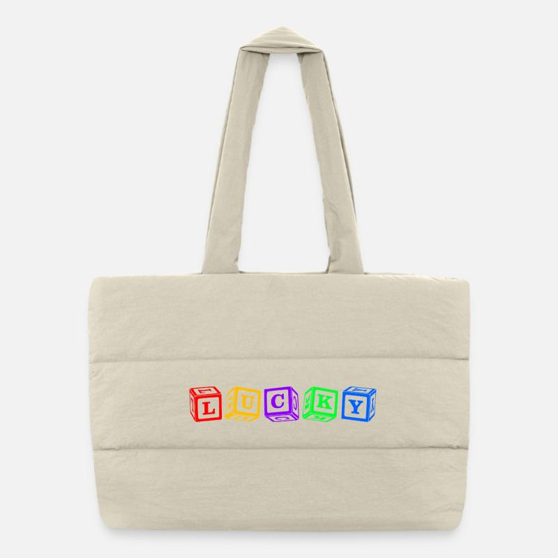 Lucky – Colorful 3D Cube Letter Design Puffer Shopping Bag