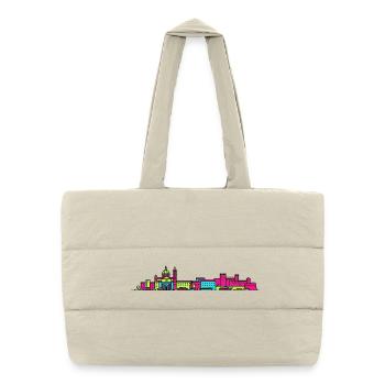 Bari City Skyline Old Town Modern Line Art - Puffer-Einkaufstasche - Naturweiß - Vorne