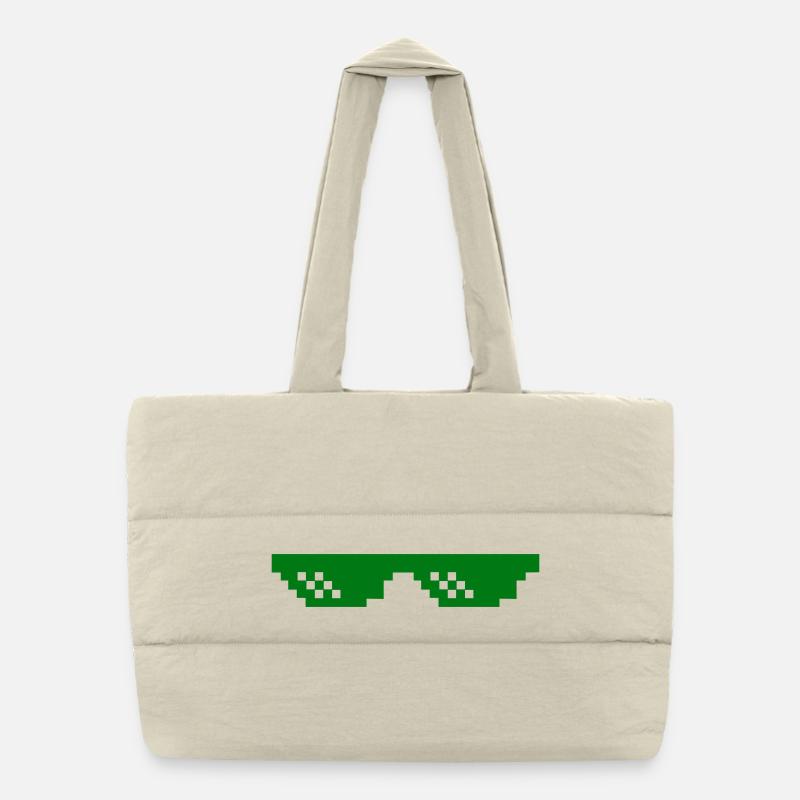 Motif de pixels verts avec blocs de contraste Sac shopping matelassé