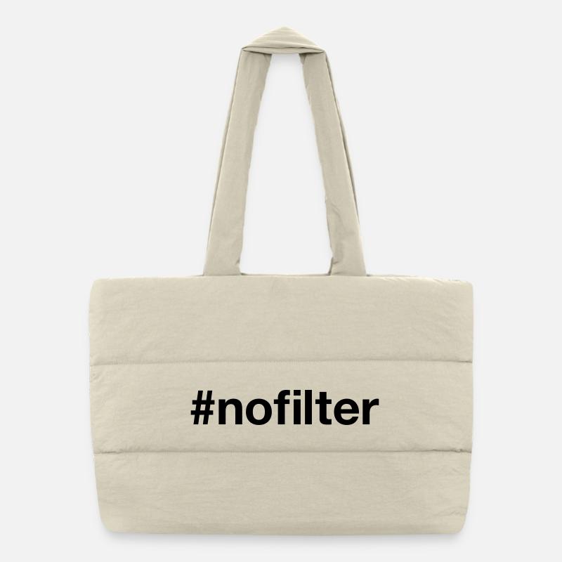 NO FILTER Hashtag Puffer Shopping Bag