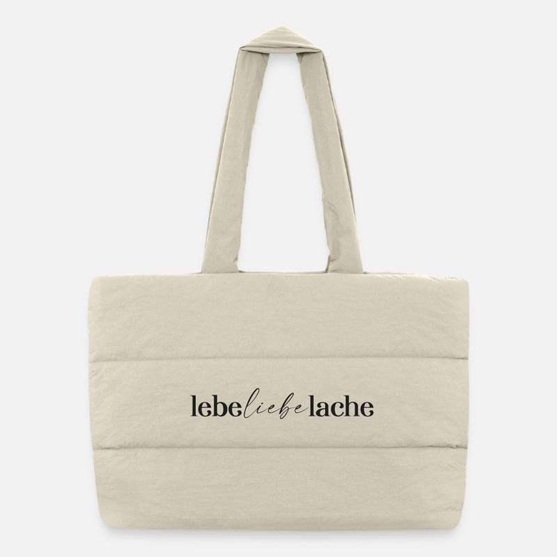 lebe liebe lache Puffer-Einkaufstasche