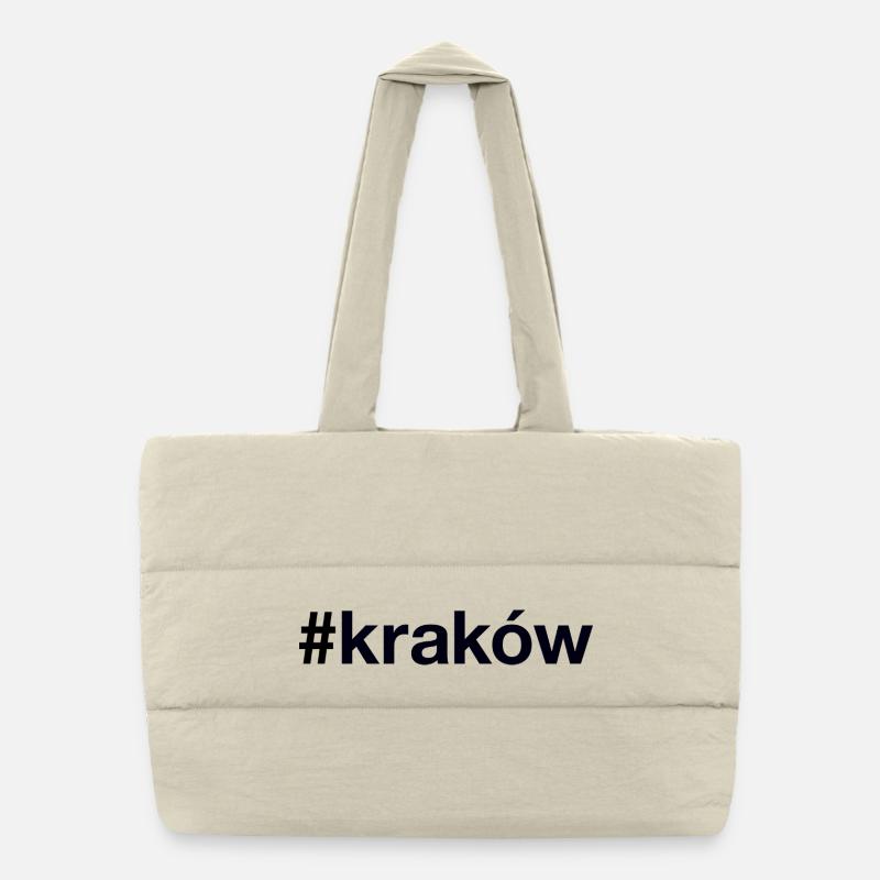 KRAKOW Hashtag Krakau Poland Polen - Puffer-Einkaufstasche - Naturweiß