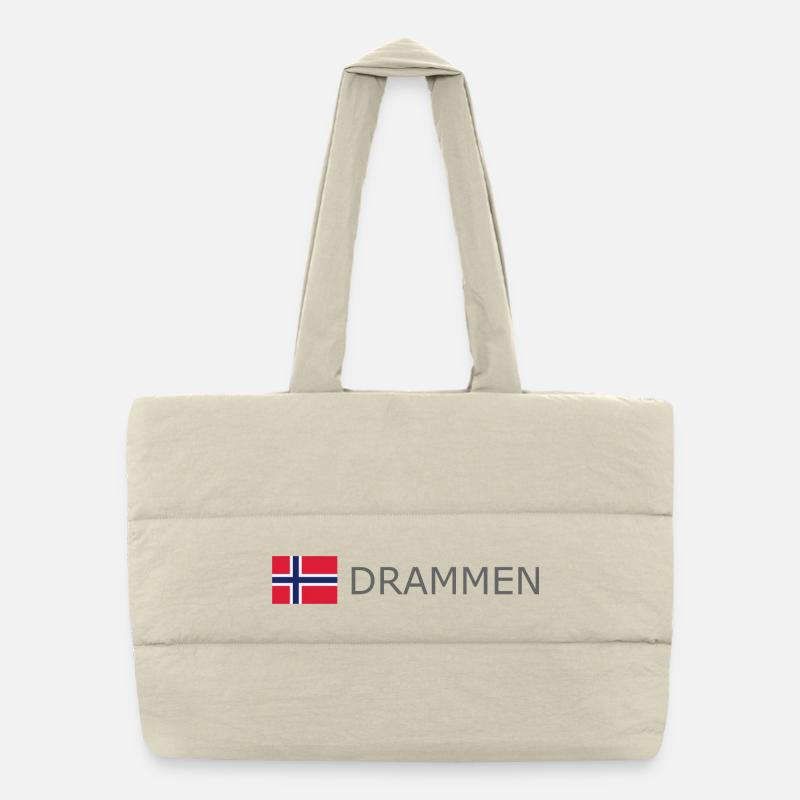 Norway Flag - Drammen - Norge - Norwegen Puffer-Einkaufstasche
