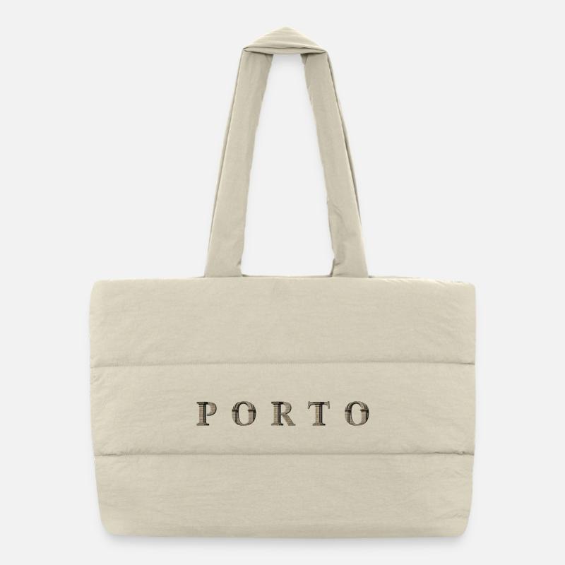 PORTO – Architectural Stone Typography Puffer-Einkaufstasche