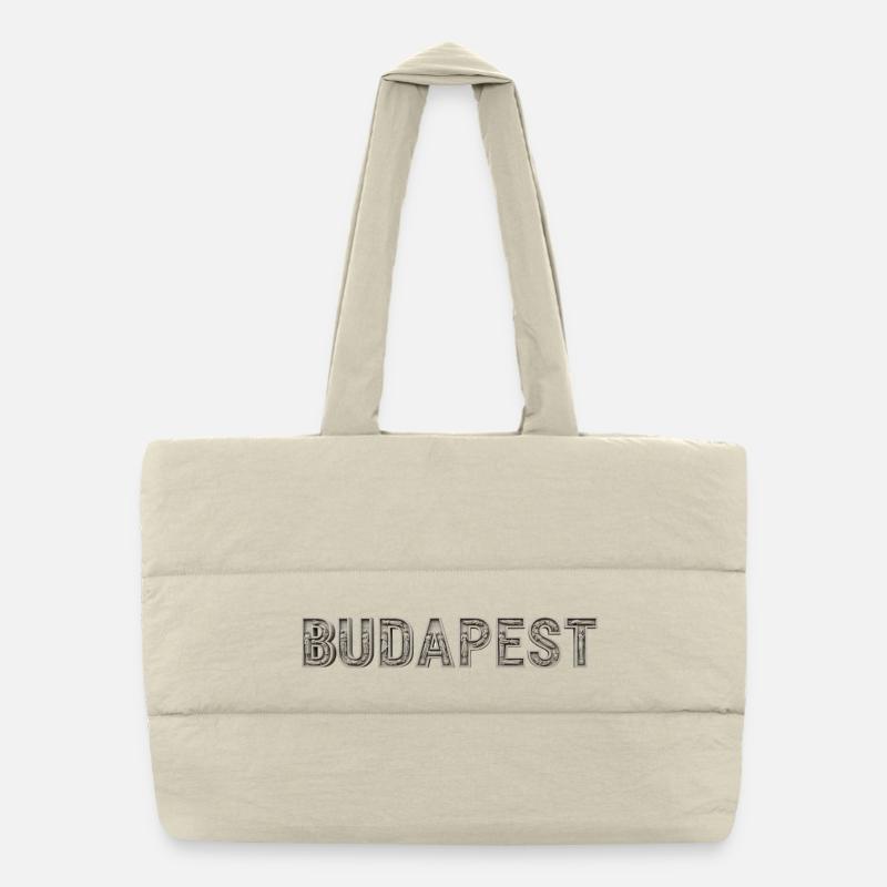 Budapest Architecture Typography Puffer Shopping Bag