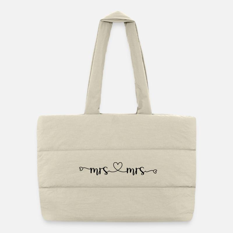 Mrs & Mrs Wedding Heart Design pour les couples lesbiens Sac shopping matelassé
