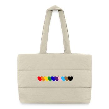 Regenbogen Herzen Pride - Puffer-Einkaufstasche - Naturweiß - Vorne