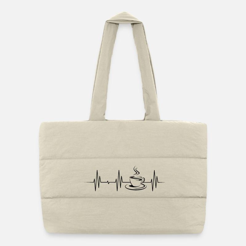 kaffee heartbeat coffee cafe symbol Herzschlag - Puffer-Einkaufstasche - Naturweiß
