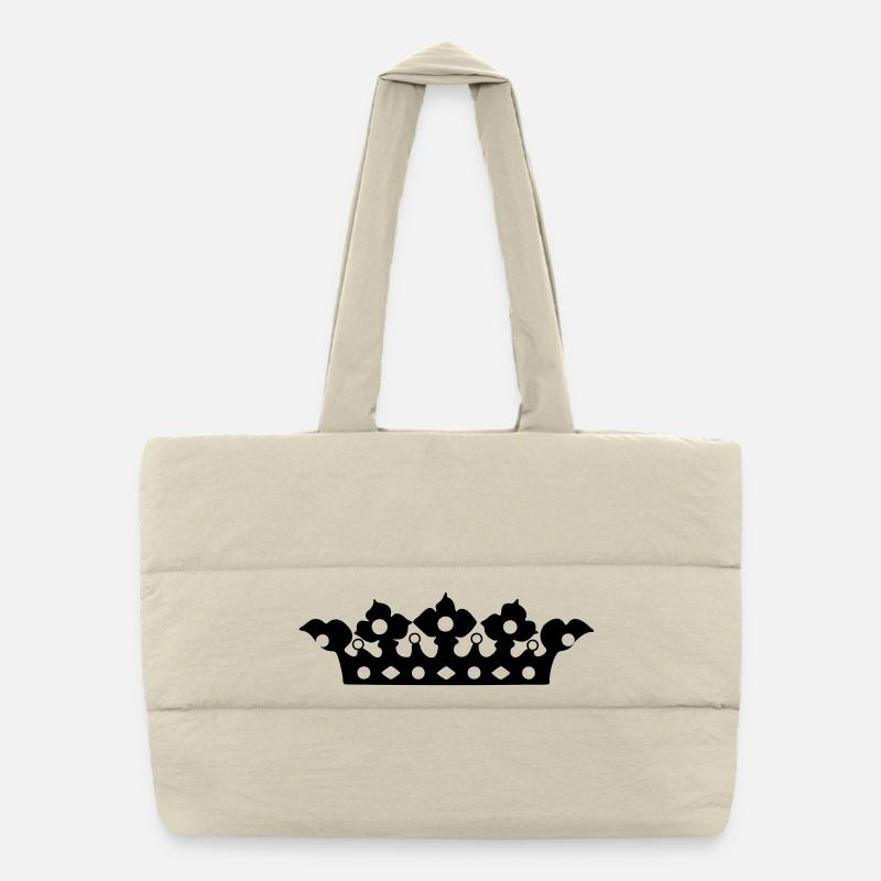 Couronne dorée avec nuance de perles Sac shopping matelassé