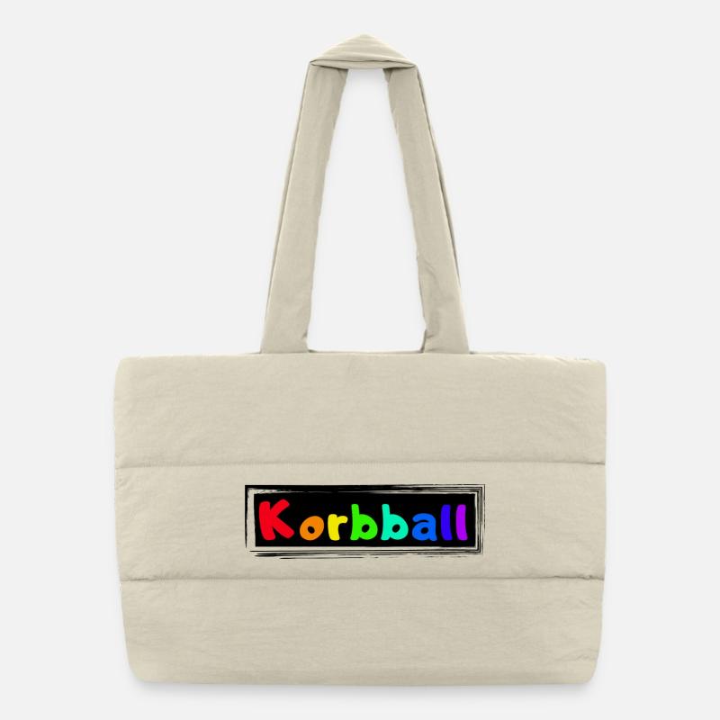 Korbball bunter Schriftzug - Puffer-Einkaufstasche - Naturweiß