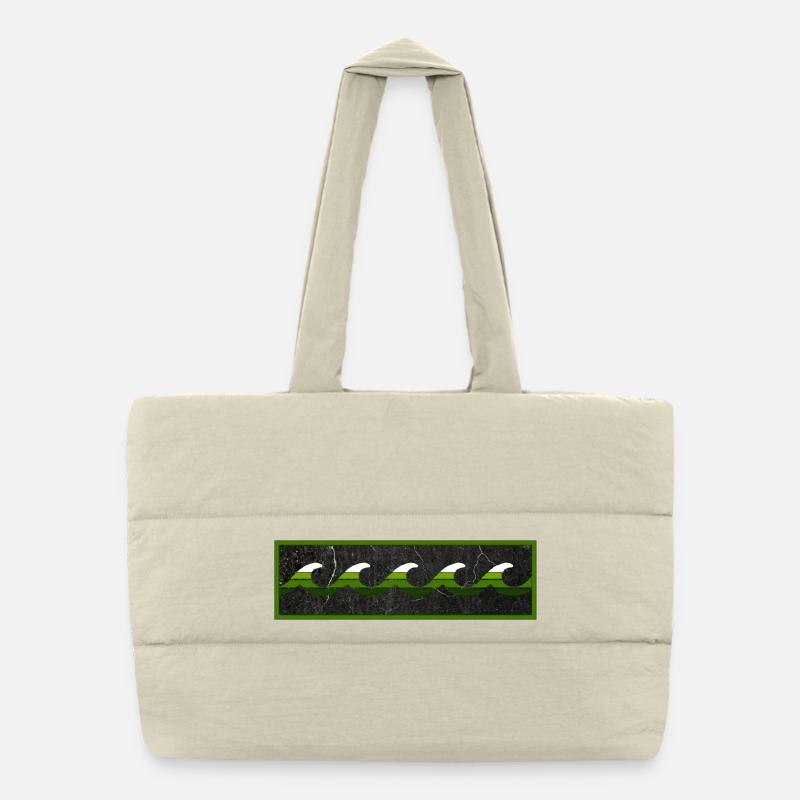 Surfer Logo Green White Black Puffer Shopping Bag