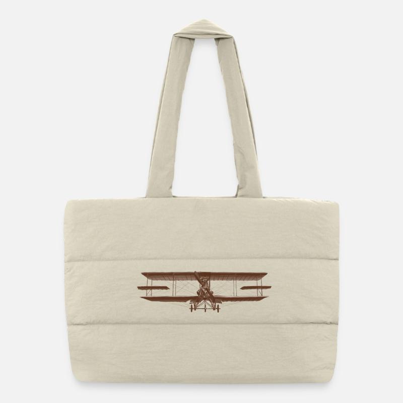 Vintage Flugzeug Doppeldecker Design Puffer-Einkaufstasche
