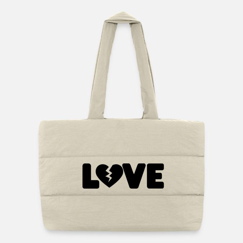 Love- Spruch - Puffer-Einkaufstasche - Naturweiß