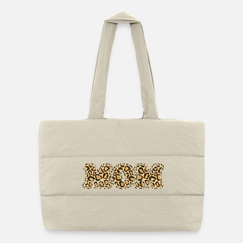 MOM Leopard Print Pattern Puffer Shopping Bag