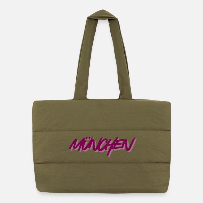 Munich Graffiti Font Pink Puffer Shopping Bag