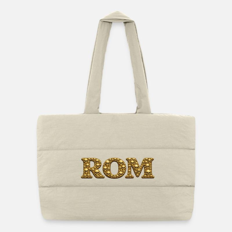 Golden Skull Font ROME Puffer Shopping Bag