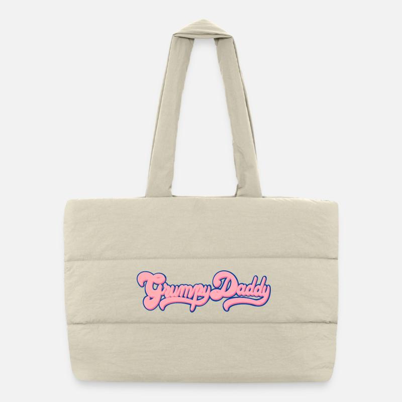 Grumpy Daddy Retro Script - Color "Bubble Gum" Puffer Shopping Bag
