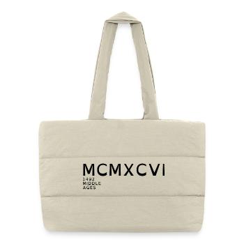 1996_LINE_black - Puffer Shopping Bag - natural - Front