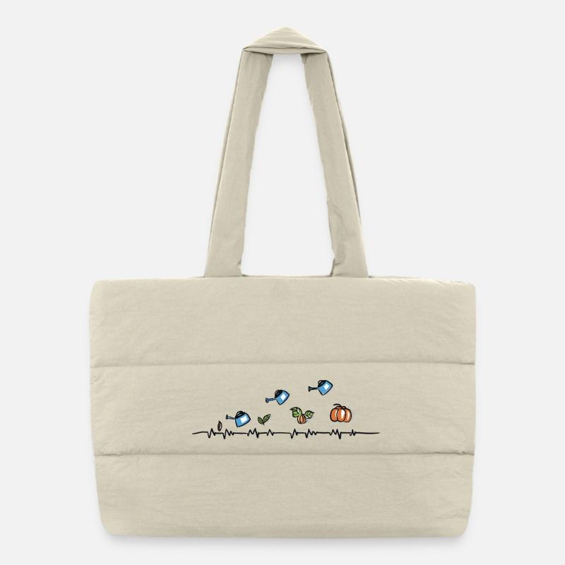 Man erntet, was man sät - Garten Doodle Kürbisse - Puffer-Einkaufstasche - Naturweiß