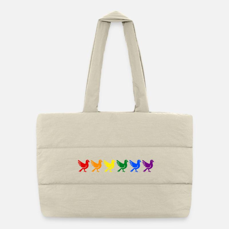 Rainbow Doves - Puffer Shopping Bag - natural