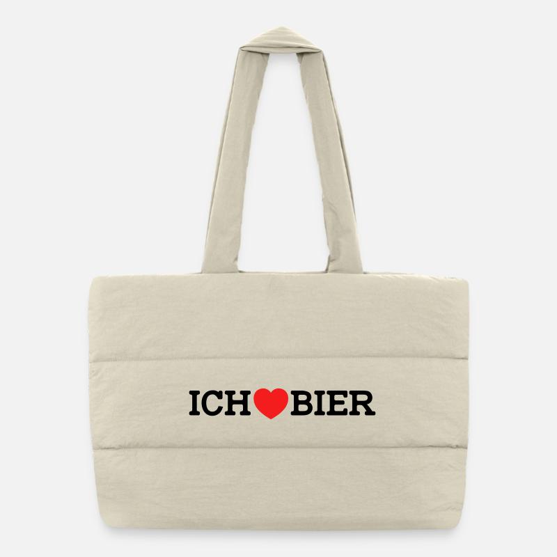 Ich liebe Bier (Farben änderbar) Puffer-Einkaufstasche