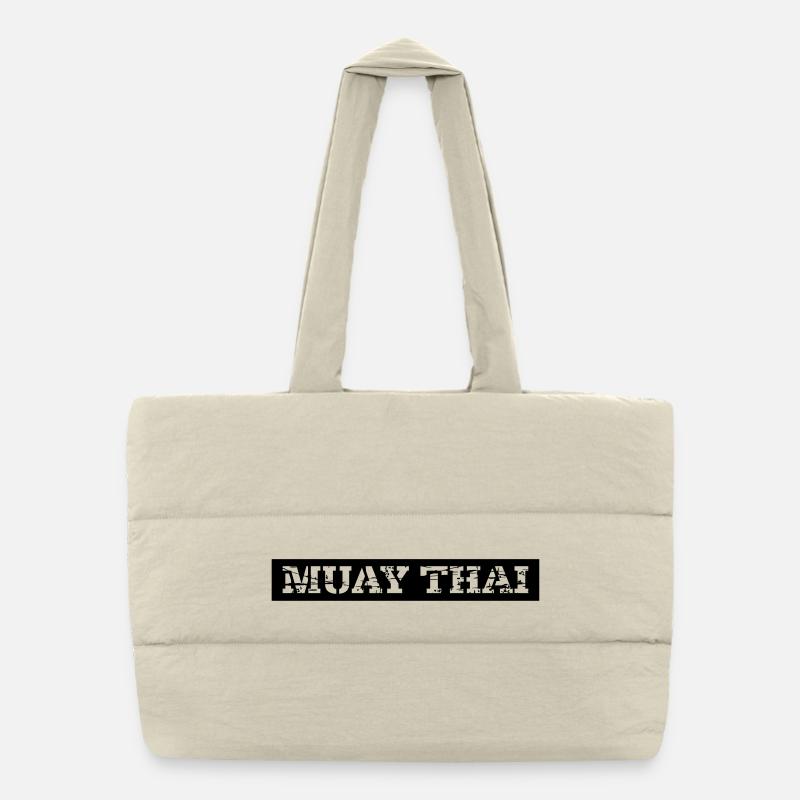 Muay Thai - Puffer-Einkaufstasche - Naturweiß