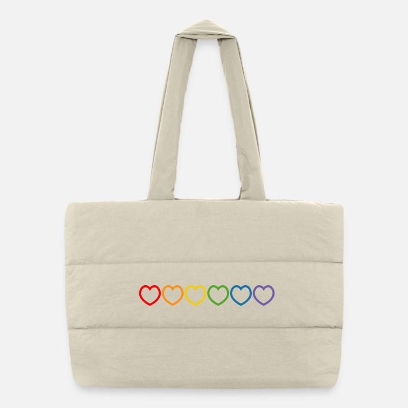 Regenbogenherzchen outline Puffer-Einkaufstasche