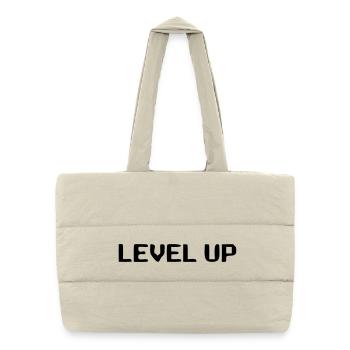 Level Up 8-Bit Lettering - Puffer Shopping Bag - natural - Front