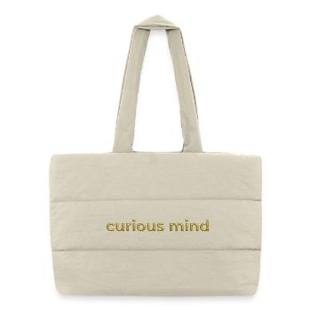 curious mind gold 3d schrift positive mindset - Puffer-Einkaufstasche - Naturweiß - Vorne