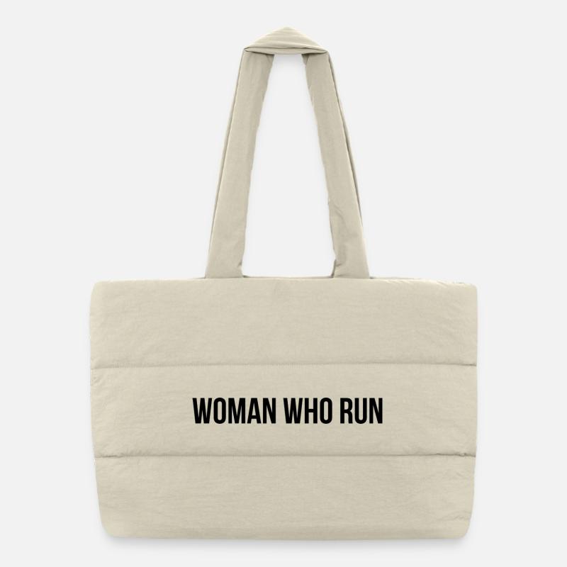woman who run - Puffer-Einkaufstasche - Naturweiß