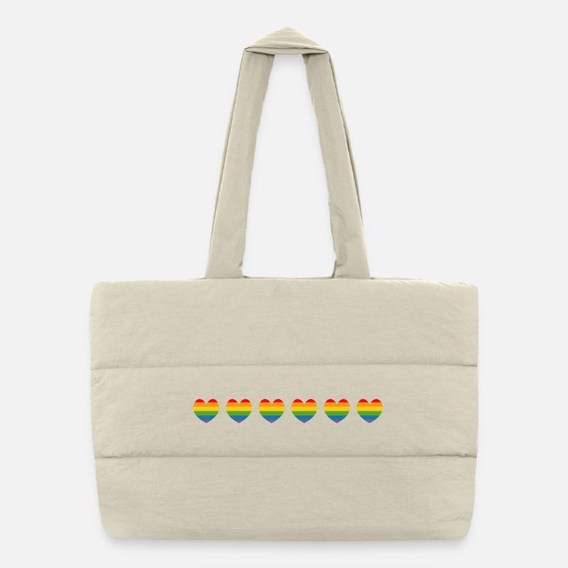 LGBTQ Regenbogenherzen LGBT lgbtqi queer - Puffer-Einkaufstasche - Naturweiß