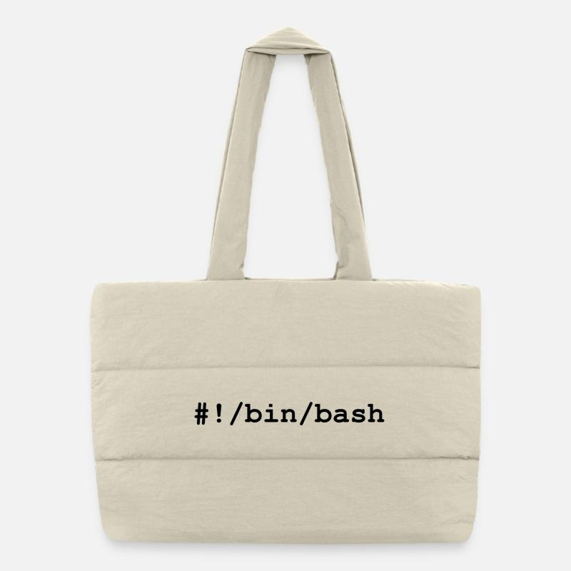 Shell bash / bourne-again sous Linux et Unix - Sac shopping matelassé - blanc naturel