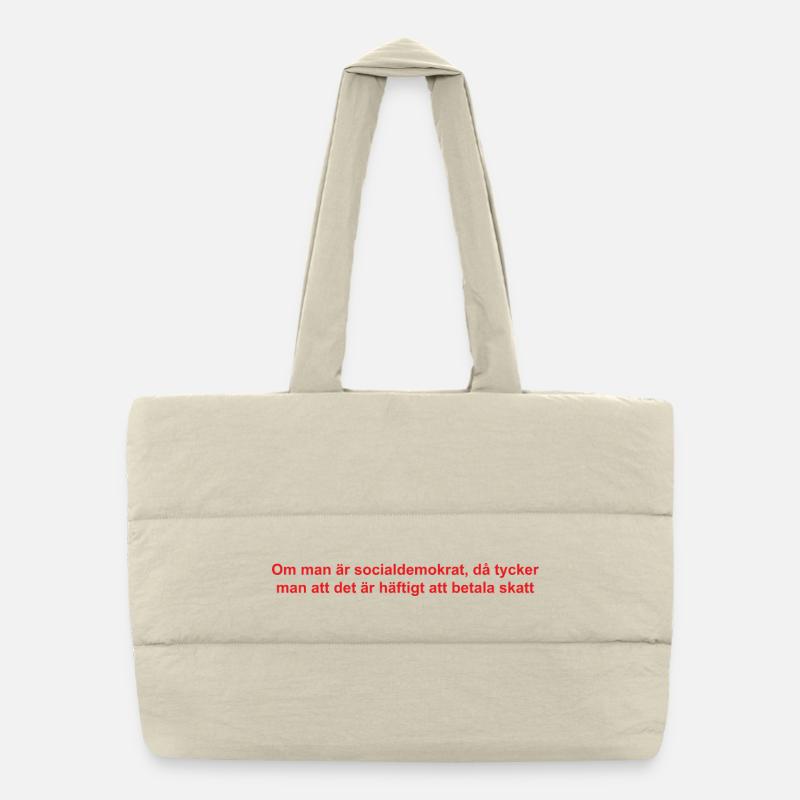 Analytisch-satirische Textgestaltung Puffer-Einkaufstasche