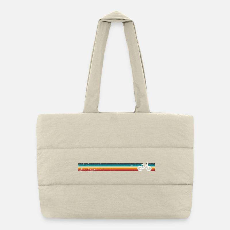 Vélo rétro à rayures arc-en-ciel Sac shopping matelassé