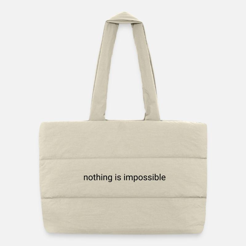 Nothing is impossible plain text - Puffer Shopping Bag - natural