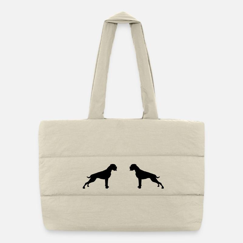 Boxer dogs against 1f Puffer Shopping Bag