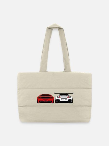Vue arrière de voiture de sport – Conception de voitures de course - Sac shopping matelassé - blanc naturel