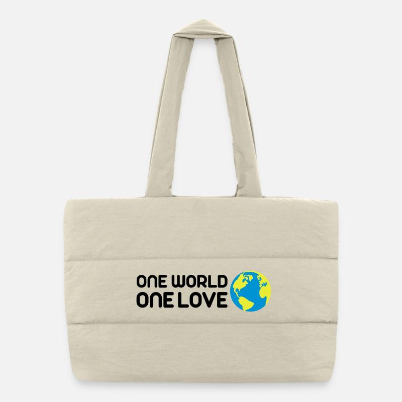 One World One Love Puffer-Einkaufstasche
