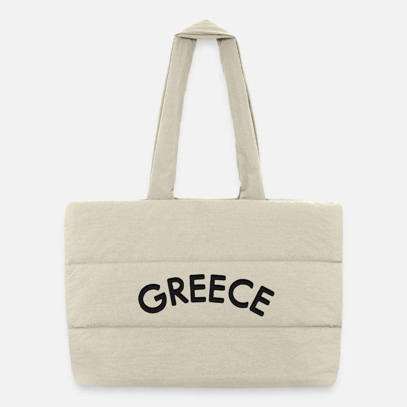 Greece Curve Lettering Puffer Shopping Bag