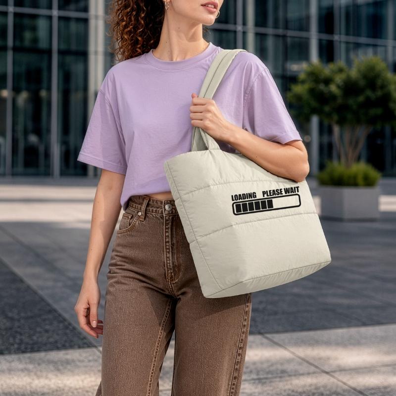 Loading wait a while Puffer Shopping Bag