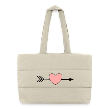 Pink Heart Arrow Hearts Gift Valentine's Day - Puffer Shopping Bag - natural - Front