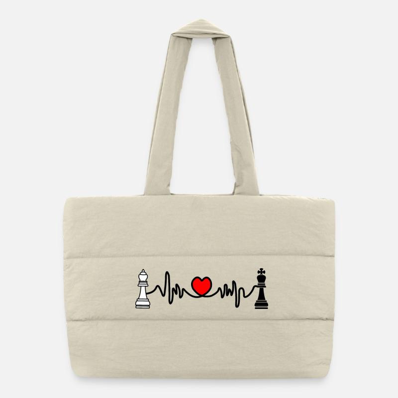 Échecs cardio roi noir et reine blanc Sac shopping matelassé