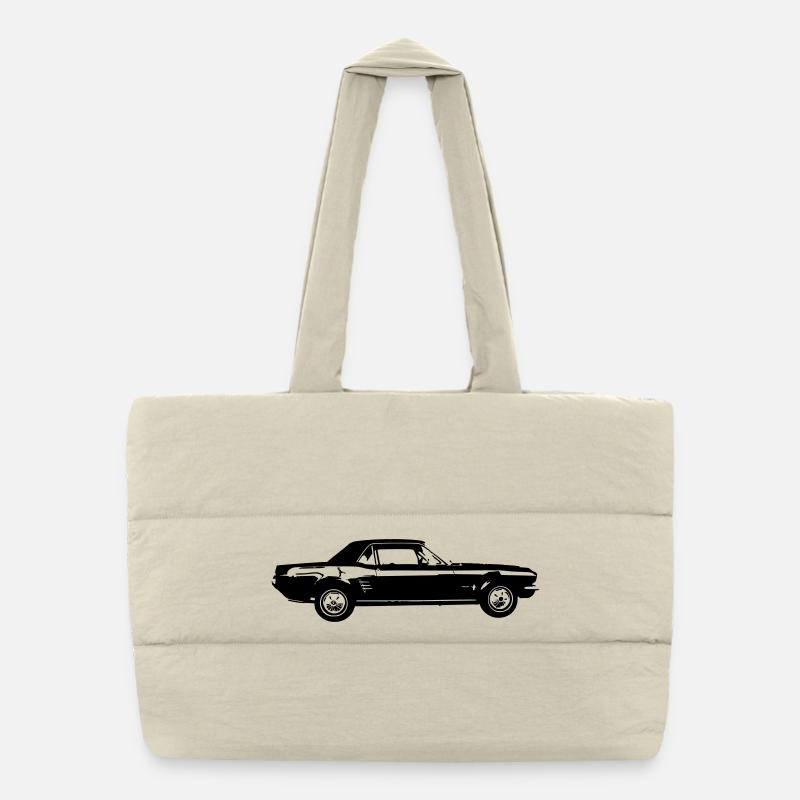 Classic Car US Car Design Puffer Shopping Bag