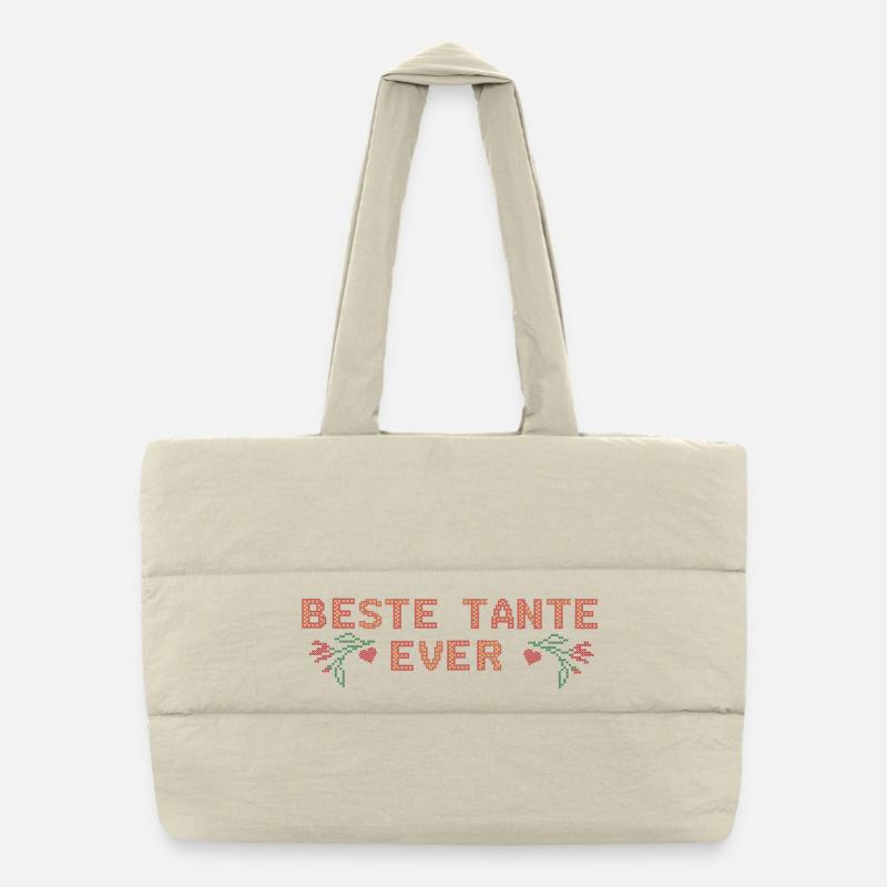 beste Tante ever - Puffer-Einkaufstasche - Naturweiß