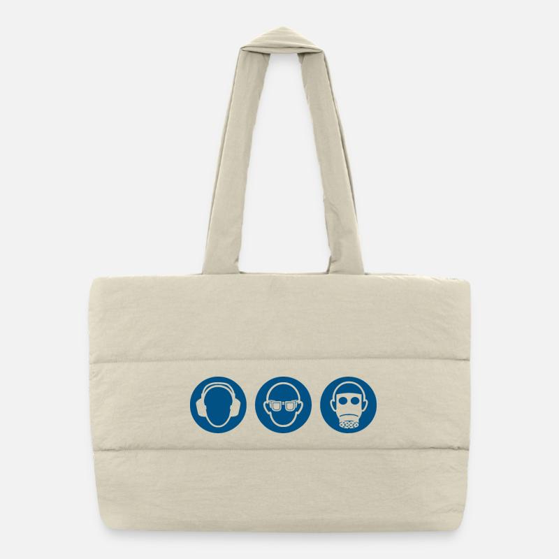 Three monkeys - hear, see, say nothing Puffer Shopping Bag