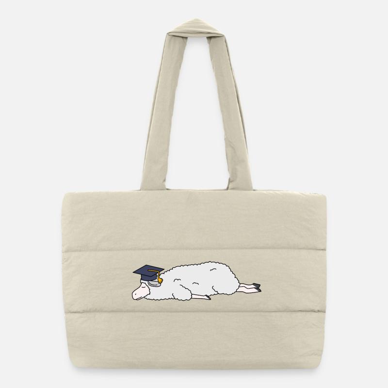Cute Sleeping Sheep Graduation Cap Lazy College Gr Puffer Shopping Bag