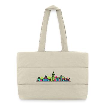 Biel Bienne City Skyline Moderne Linienkunst - Puffer-Einkaufstasche - Naturweiß - Vorne