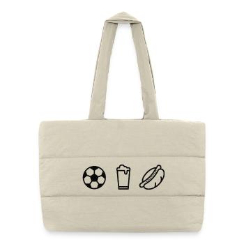 Sports Football Beer & Sausage Minimalist Motif - Puffer Shopping Bag - natural - Front