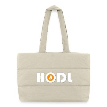 Lettrage HODL Bitcoin - Sac shopping matelassé - blanc naturel - Devant